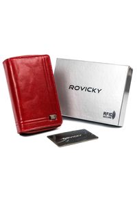 ROVICKY - Portfel damski czerwony Rovicky CPR-008-BAR-6811 RED. Kolor: czerwony. Materiał: skóra