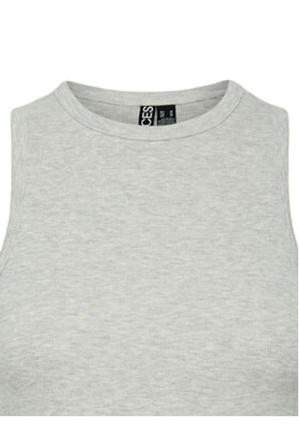 Pieces Top May 17154480 Szary Slim Fit. Kolor: szary. Materiał: bawełna