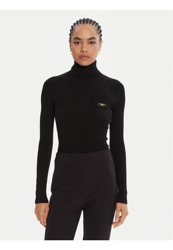 Elisabetta Franchi Golf MK-11B-56E2-V290 Czarny Slim Fit. Typ kołnierza: golf. Kolor: czarny. Materiał: syntetyk