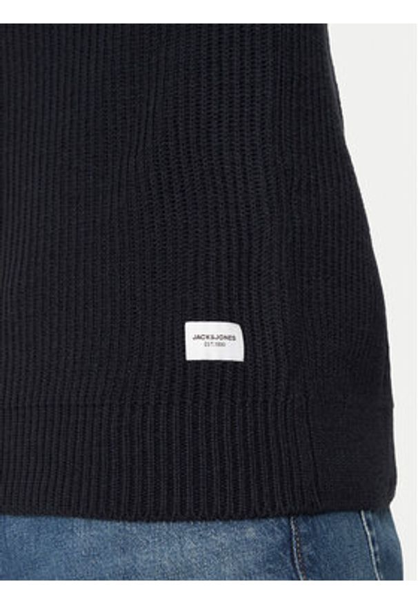 Jack & Jones Golf Pannel 12258472 Granatowy Regular Fit. Typ kołnierza: golf. Kolor: niebieski. Materiał: syntetyk, bawełna