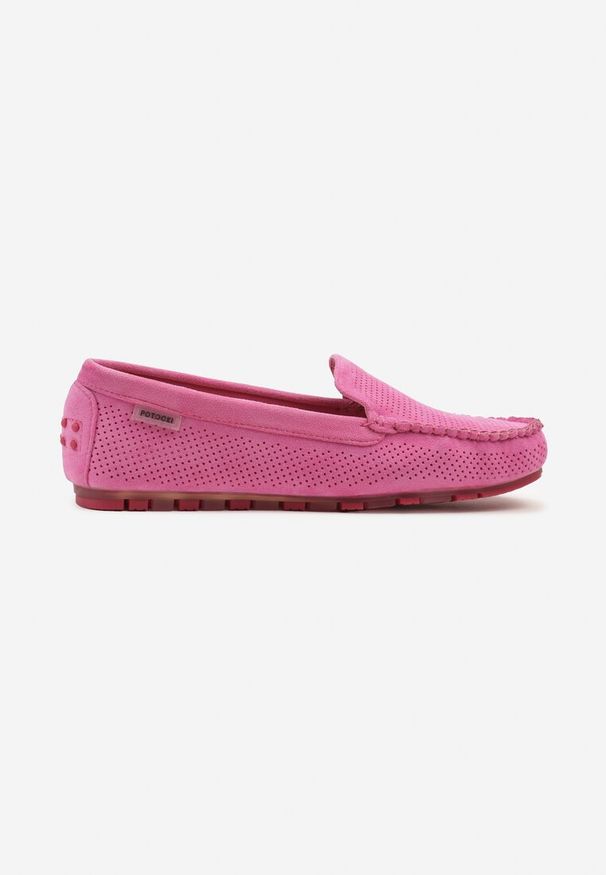Born2be - Fuksjowe Mokasyny ze Skórzaną Wkładką i Przeszyciami Sileldia. Okazja: na co dzień. Kolor: różowy. Materiał: skóra. Styl: elegancki, casual