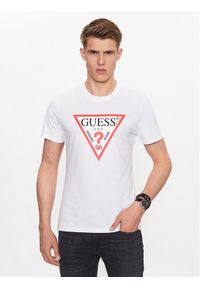 Guess T-Shirt M2YI71 I3Z14 Biały Slim Fit. Kolor: biały. Materiał: bawełna