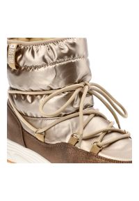 Big-Star - Złote Śniegowce Big Star Modne Ocieplane Buty Damskie. Kolor: złoty. Materiał: wełna, materiał, futro, skóra ekologiczna, syntetyk. Szerokość cholewki: normalna. Sezon: zima. Obcas: na obcasie. Wysokość obcasa: niski #7