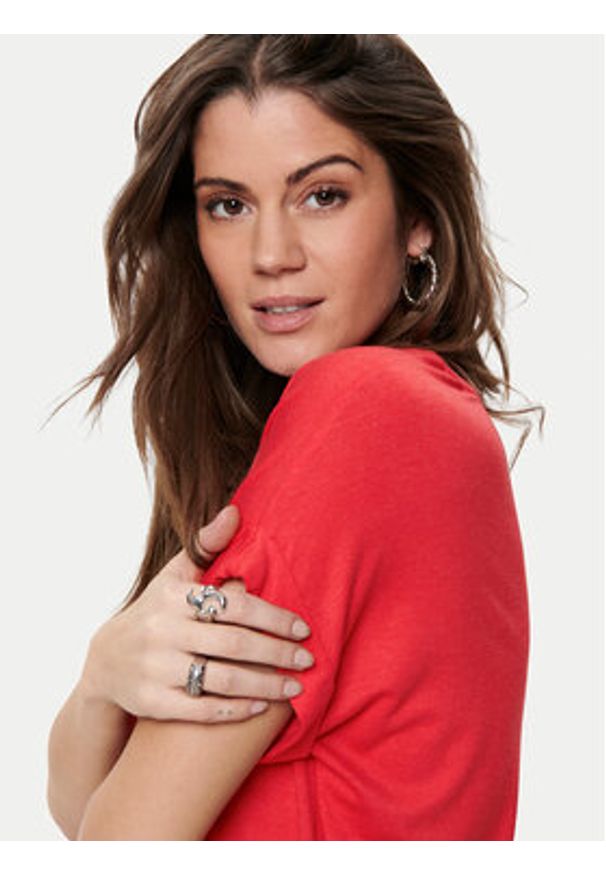 only - ONLY T-Shirt Moster 15106662 Czerwony Regular Fit. Kolor: czerwony. Materiał: wiskoza