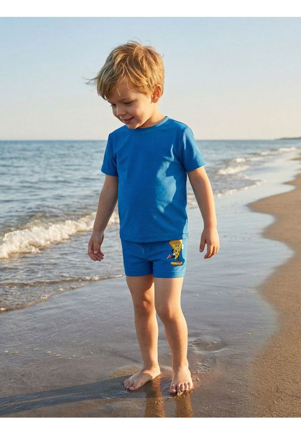 Sinsay - Kąpielówki z nadrukiem pizzy - niebieski. Kolor: niebieski. Wzór: nadruk