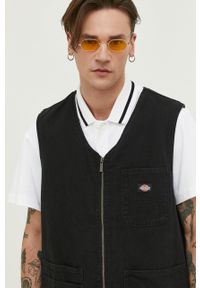 Dickies bezrękawnik jeansowy męski kolor czarny przejściowy. Okazja: na co dzień. Kolor: czarny. Materiał: jeans. Długość rękawa: bez rękawów. Styl: casual #4