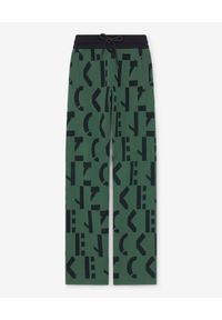 Kenzo - KENZO - Szerokie spodnie z monogramem. Kolor: zielony. Materiał: materiał. Wzór: aplikacja #1