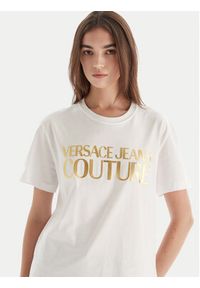 Versace Jeans Couture T-Shirt 79GAHT05 CJ00T Biały Regular Fit. Kolor: biały. Materiał: bawełna
