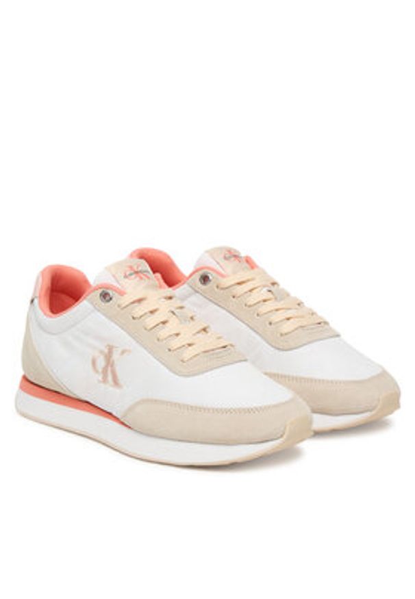 Calvin Klein Sneakersy Retro Runner Lace Up YW0YW01990 Biały. Kolor: biały. Materiał: materiał