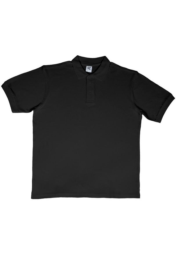 SG - Męska Bawełniana Koszulka Polo Z Krótkim Rękawem Typu Ringspun. Typ kołnierza: polo. Kolor: czarny. Materiał: bawełna. Długość rękawa: krótki rękaw. Długość: krótkie