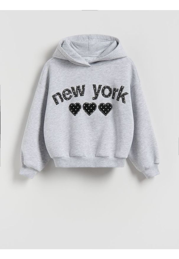 Reserved - Bluza z apikacją - jasnoszary. Kolor: szary. Materiał: dzianina