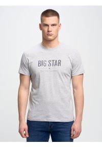 Big-Star - Koszulka męska o klasycznym kroju Bruno 901. Okazja: na co dzień. Kolor: szary. Materiał: jeans, bawełna. Długość rękawa: krótki rękaw. Długość: krótkie. Wzór: napisy. Sezon: lato. Styl: klasyczny #5
