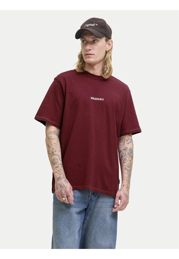 Jack & Jones T-Shirt Meadows Minimal 12283630 Czerwony Loose Fit. Kolor: czerwony. Materiał: bawełna