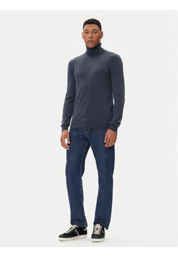 Guess Golf M5BR09 Z0432 Granatowy Regular Fit. Typ kołnierza: golf. Kolor: niebieski. Materiał: syntetyk