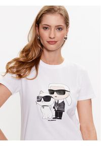 Karl Lagerfeld - KARL LAGERFELD T-Shirt Ikonik 2.0 230W1704 Biały Regular Fit. Typ kołnierza: dekolt w karo. Kolor: biały. Materiał: bawełna #4