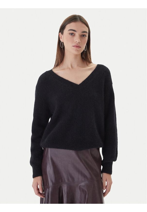 Dixie Sweter M277Y065A 1900 Czarny Regular Fit. Kolor: czarny. Materiał: wełna