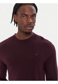 Calvin Klein Sweter LV04LB305G Bordowy Regular Fit. Kolor: czerwony. Materiał: wełna #5
