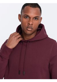 Ombre Clothing - Męska dresowa bluza kangurka z kapturem BASIC – bordowa V3 OM-SSBN-0161 - XXL. Okazja: na co dzień. Typ kołnierza: kaptur. Kolor: czerwony. Materiał: dresówka. Wzór: jednolity. Styl: sportowy, casual #4