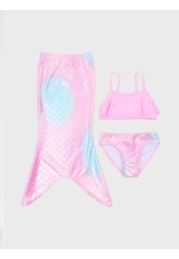Sinsay - Trzyczęściowy strój kąpielowy z syrenim ogonem - wielobarwny