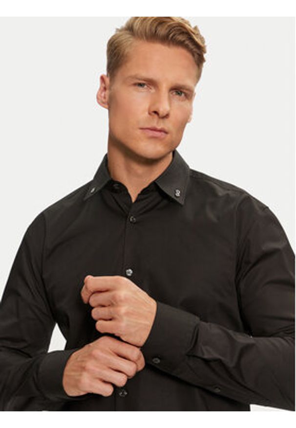 Hugo Koszula Ermo 50528474 Czarny Slim Fit. Kolor: czarny. Materiał: bawełna