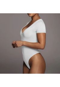 Intica - Body z krótkim rękawem i dekoltem V elastyczne Ieteke. Kolor: biały. Materiał: materiał. Długość: krótkie. Wzór: gładki #5