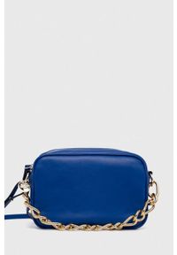 Red Valentino torebka skórzana kolor niebieski. Kolor: niebieski. Materiał: skórzane. Rodzaj torebki: na ramię