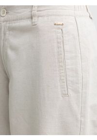 Big-Star - Spodnie damskie wide z dodatkiem lnu beżowe Maryliana 800. Okazja: na co dzień. Stan: podwyższony. Kolor: beżowy. Materiał: len. Styl: casual, klasyczny, retro, elegancki #3