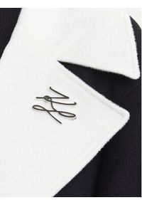 Karl Lagerfeld - KARL LAGERFELD Płaszcz wełniany A3W15010 Czarny Regular Fit. Typ kołnierza: dekolt w karo. Kolor: czarny. Materiał: wełna #6