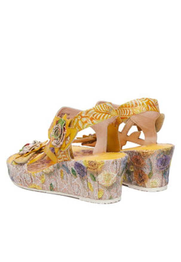 Laura Vita Sandały Facdiao 42 Żółty. Kolor: żółty. Materiał: skóra