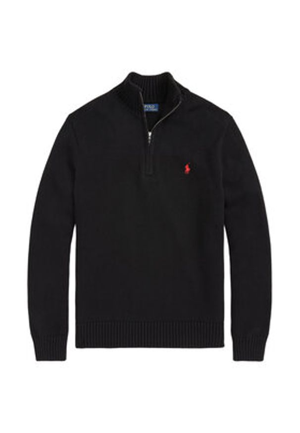 Polo Ralph Lauren Sweter 710859939003 Czarny Regular Fit. Typ kołnierza: polo. Kolor: czarny. Materiał: bawełna