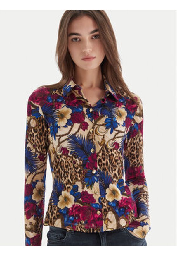 Just Cavalli Koszula 79PAL228 JS531 Kolorowy Slim Fit. Materiał: wiskoza. Wzór: kolorowy