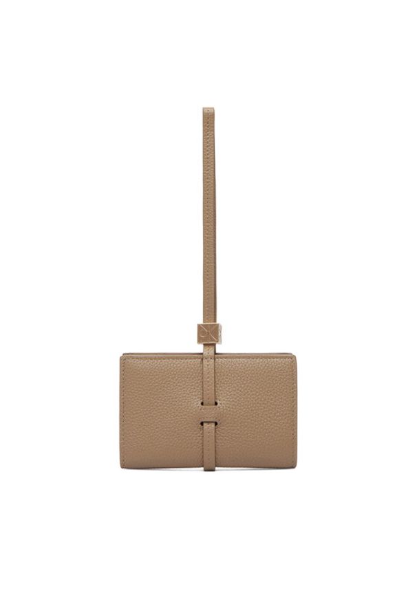 Calvin Klein Portfel Emblem Hw Pebble Wallet On Strap LV04F1130G Beżowy. Kolor: beżowy. Materiał: skóra