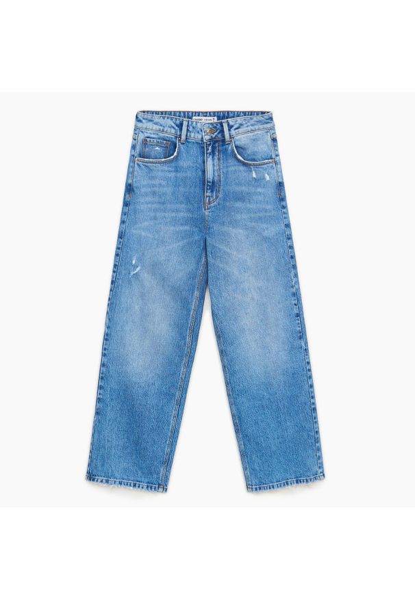 Cropp - Niebieskie jeansy slim straight - Niebieski. Kolor: niebieski