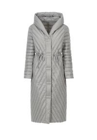 Ochnik - Kurtka puchowa damska z kapturem. Typ kołnierza: kaptur. Kolor: szary. Materiał: nylon. Styl: elegancki #3