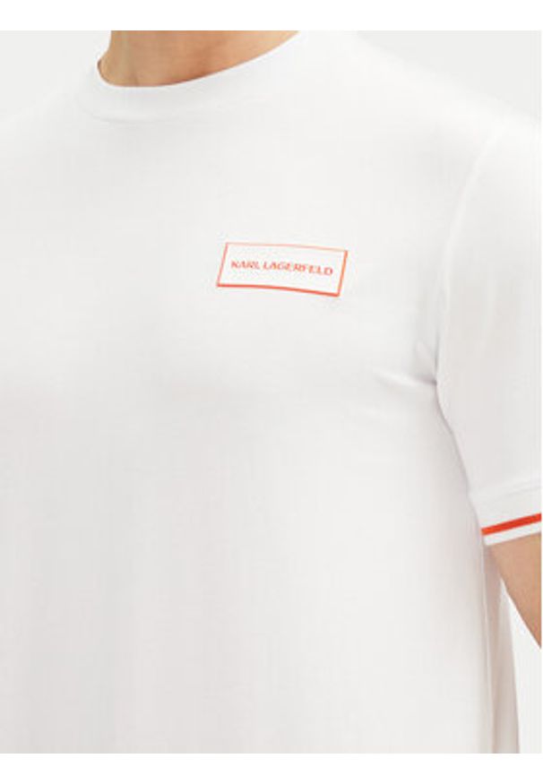 Karl Lagerfeld - KARL LAGERFELD T-Shirt 755020 552221 Biały Regular Fit. Typ kołnierza: dekolt w karo. Kolor: biały. Materiał: bawełna