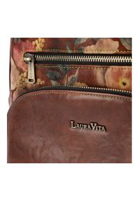 Brązowy Elegancki Damski Plecak Laura Vita. Kolor: brązowy. Materiał: materiał. Wzór: kwiaty. Styl: elegancki #3
