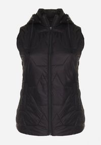 Born2be - Czarna Kamizelka z Pikowanymi Przeszyciami i Odpinanym Kapturem Delastris. Okazja: na co dzień, na spacer. Kolekcja: plus size. Kolor: czarny. Materiał: jeans. Styl: casual, elegancki #4