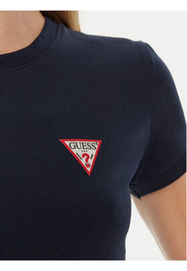 Guess T-Shirt W2YI44 J1314 Niebieski Slim Fit. Kolor: niebieski. Materiał: bawełna