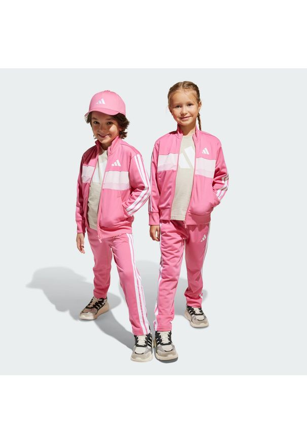 Adidas - Dres Seasonal Essentials Tiberio 3-Stripes Tricot Kids. Kolor: biały, wielokolorowy, różowy. Materiał: dresówka