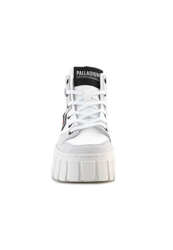 Buty do chodzenia damskie Palladium Pallatower HI Star. Wysokość cholewki: za kostkę. Zapięcie: sznurówki. Kolor: biały. Materiał: tkanina, materiał, skóra, syntetyk. Szerokość cholewki: normalna. Sport: turystyka piesza