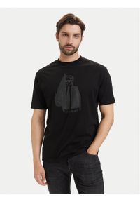 Karl Lagerfeld - KARL LAGERFELD T-Shirt 755143 563225 Czarny Regular Fit. Typ kołnierza: dekolt w karo. Kolor: czarny. Materiał: bawełna #1