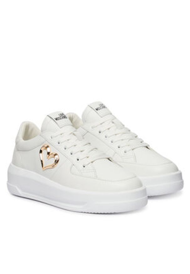 Love Moschino - LOVE MOSCHINO Sneakersy JA15485G0OIA0100 Biały. Kolor: biały. Materiał: skóra