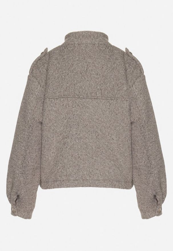 Born2be - Brązowa Kurtka w Stylu Utility z Szerokimi Kieszeniami Nirithra. Okazja: do pracy. Kolor: brązowy. Materiał: jeans. Styl: elegancki