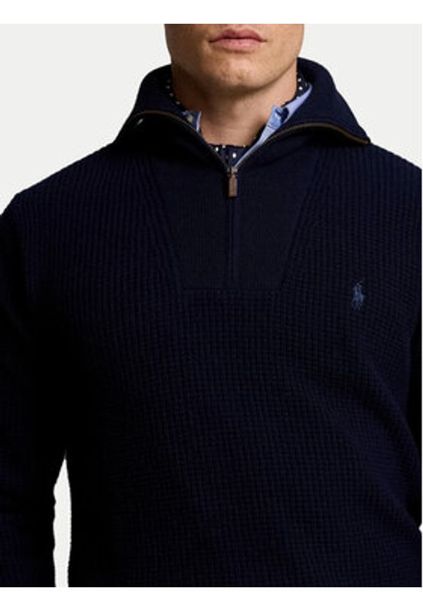 Polo Ralph Lauren Sweter 710941101001 Granatowy Regular Fit. Typ kołnierza: polo. Kolor: niebieski. Materiał: bawełna