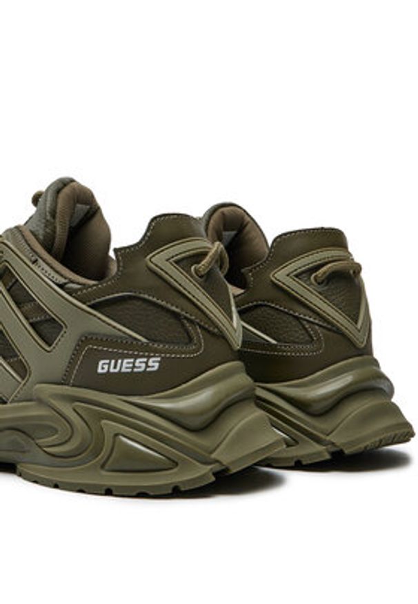 Guess Sneakersy Belluno Low FMTBEL ELE12 Khaki. Kolor: brązowy. Materiał: skóra