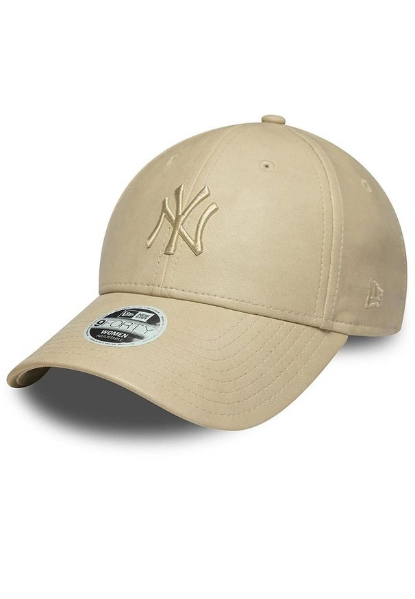 Czapka damska New Era New York Yankees MLB PU 9FORTY 60771752 - beżowa. Kolor: beżowy. Materiał: materiał. Wzór: haft. Styl: casual, elegancki, klasyczny
