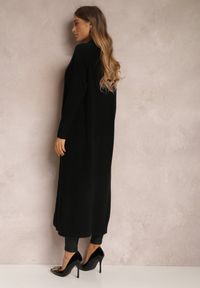 Renee - Czarny Długi Kardigan z Kieszeniami Belma. Kolor: czarny. Materiał: dzianina, prążkowany. Długość rękawa: długi rękaw. Długość: długie #2
