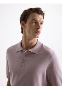 Reserved - Sweter polo z wiskozą - pastelowy róż. Typ kołnierza: polo. Kolor: różowy. Materiał: wiskoza