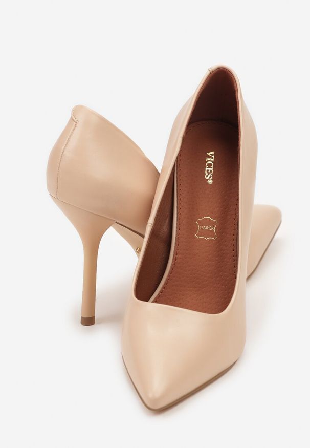 Born2be - Beżowe Klasyczne Szpilki Vices ze Skórzaną Wkładką Mivra. Okazja: na co dzień. Kolor: beżowy. Materiał: skóra. Obcas: na szpilce. Styl: klasyczny