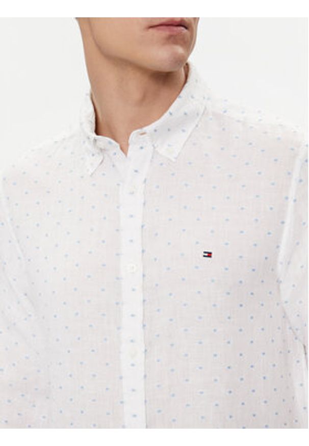 TOMMY HILFIGER - Tommy Hilfiger Koszula MW0MW34615 Biały Slim Fit. Kolor: biały. Materiał: len